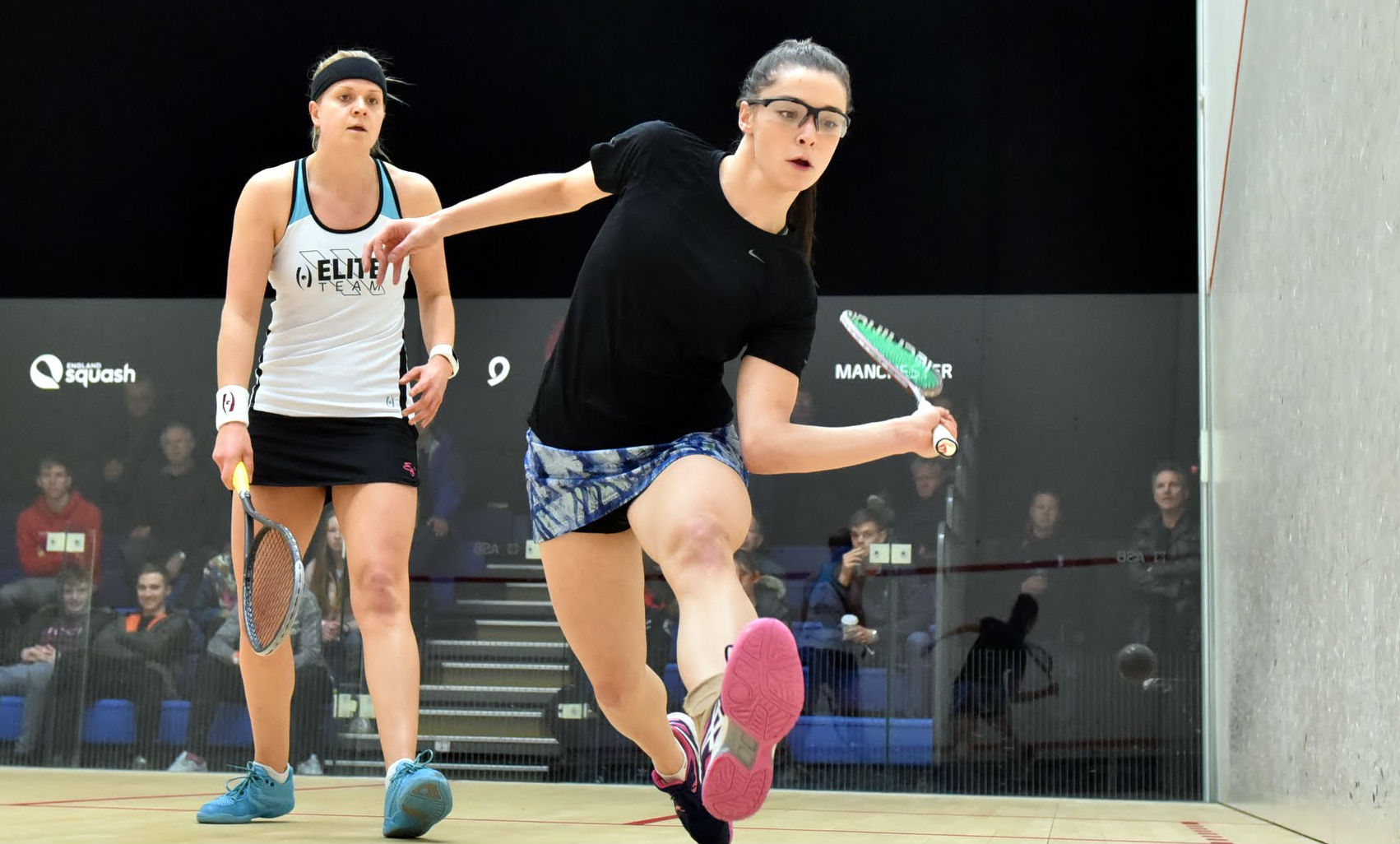 Jasmine Hutton (fore) playing against Sarah Jane Perry